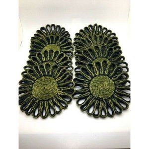 Natural Woven Green Coaster Set of 8 4.25"
